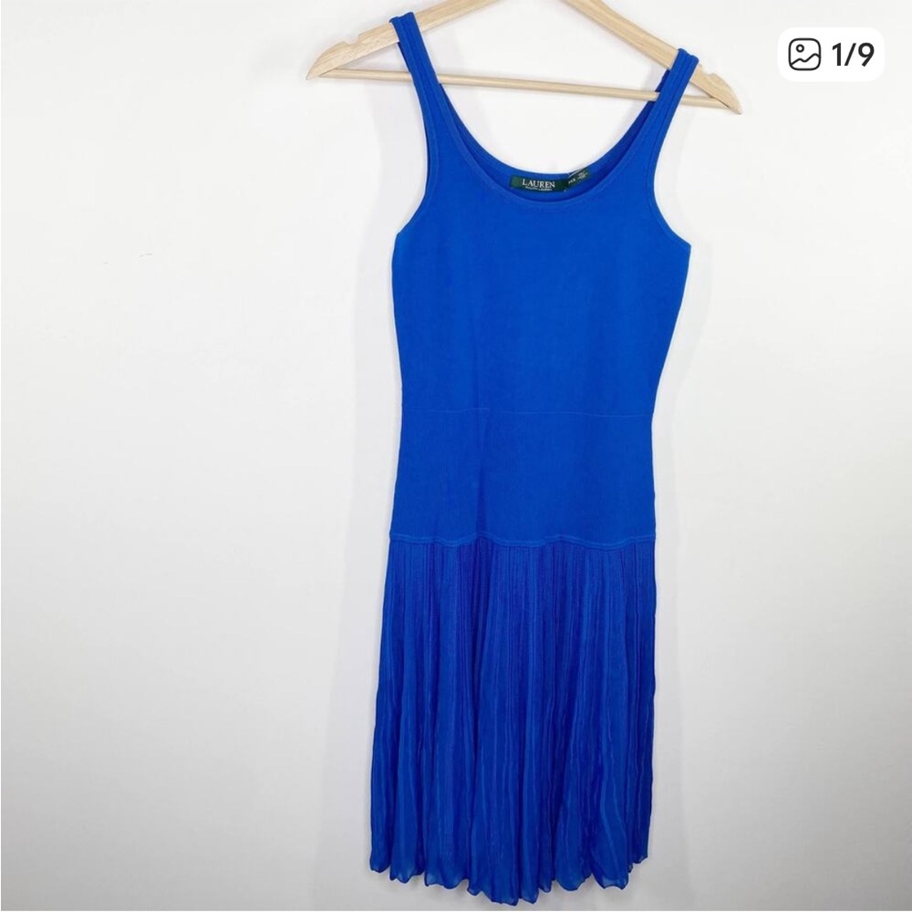 Lauren Ralph Lauren Atmosphere Blue Scoop Neck Dress Women's Size X-Small Petite